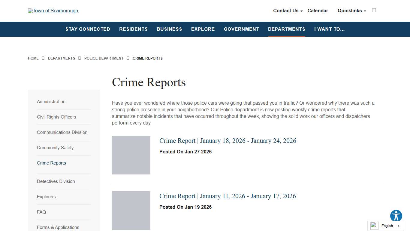 Crime Reports - Scarborough, Town of