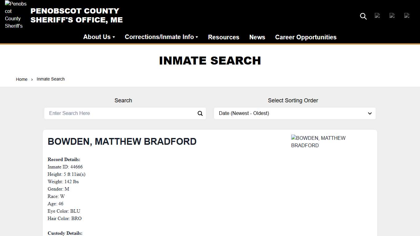 Inmate Search Penobscot County Sheriff’s Office
